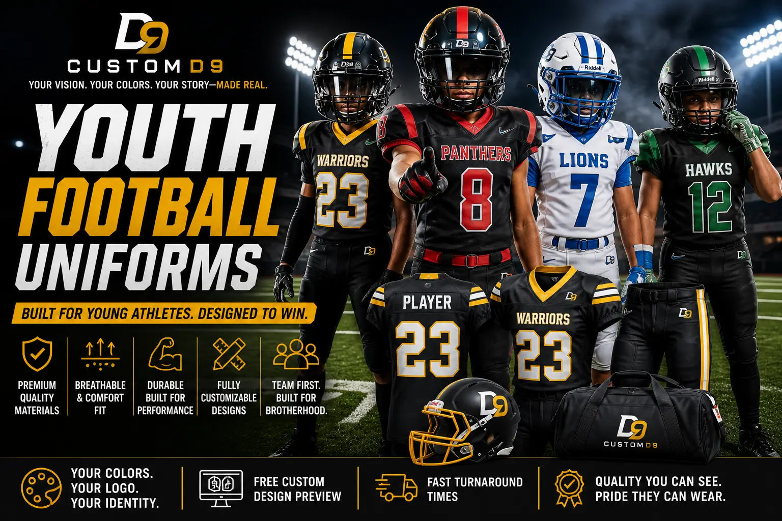 Custom Youth Football Uniforms | Custom D9