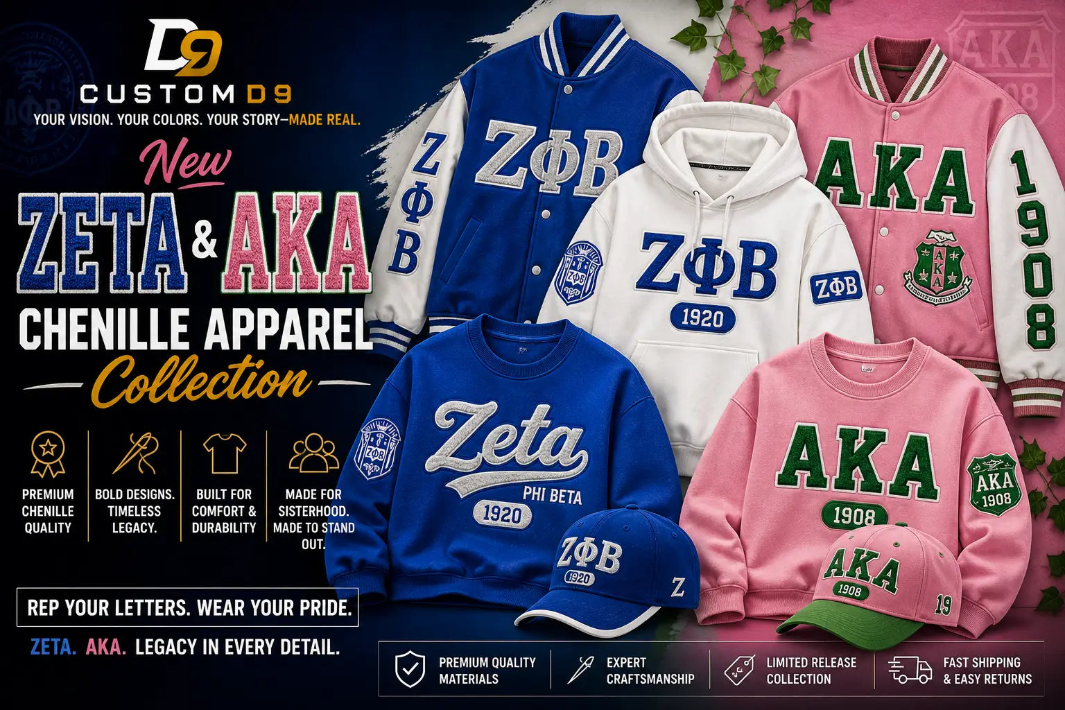 Zeta Phi Beta & AKA Chenille Apparel | Custom D9