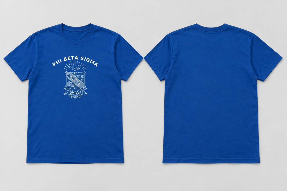 Approved Phi Beta Sigma royal blue Arched Shield T-shirt
