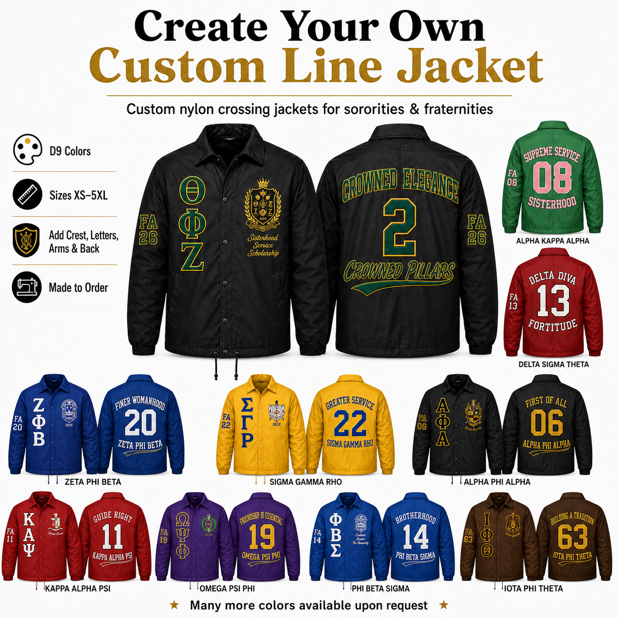 Custom Nylon Line Crossing Jacket – Design Your Own Sorority & Fraternity Jacket