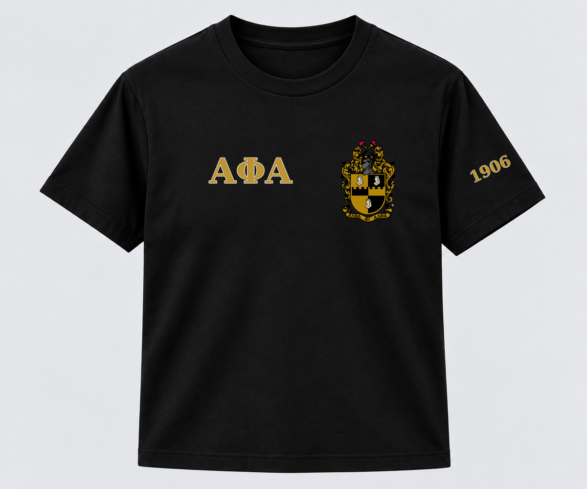 Alpha Phi Alpha Black classic printed T-shirt — shirt-only mockup