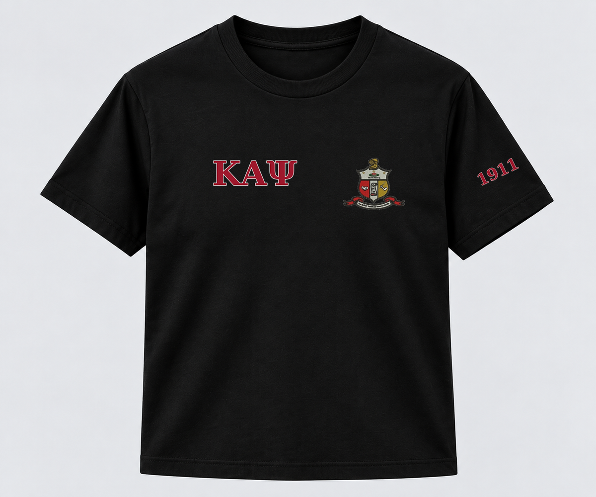 Kappa Alpha Psi Black classic printed T-shirt — shirt-only mockup