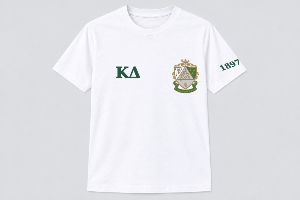 Kappa Delta White classic printed T-shirt — shirt-only mockup