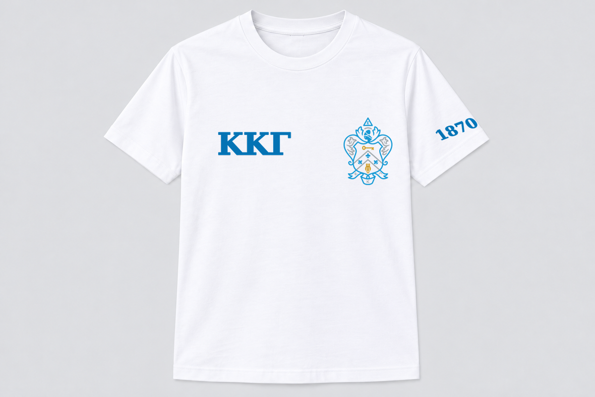 Kappa Kappa Gamma White classic printed T-shirt — shirt-only mockup