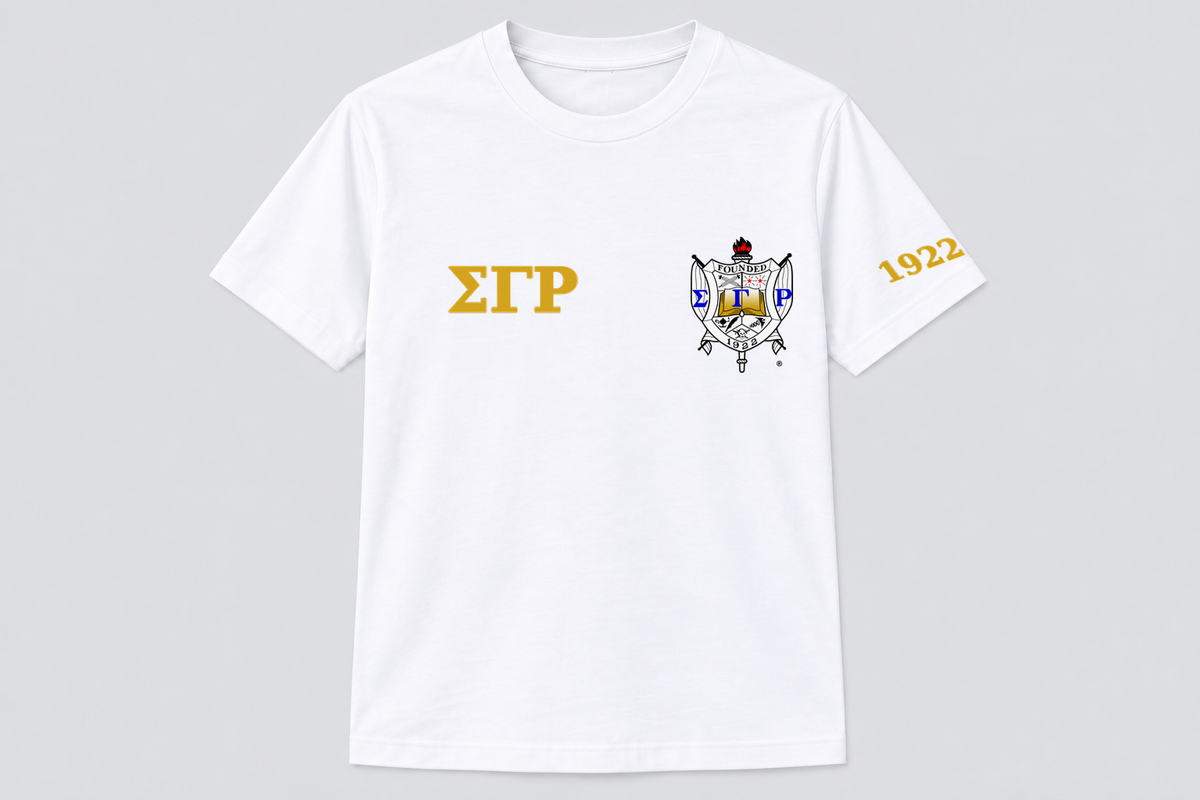 Sigma Gamma Rho White classic printed T-shirt — shirt-only mockup