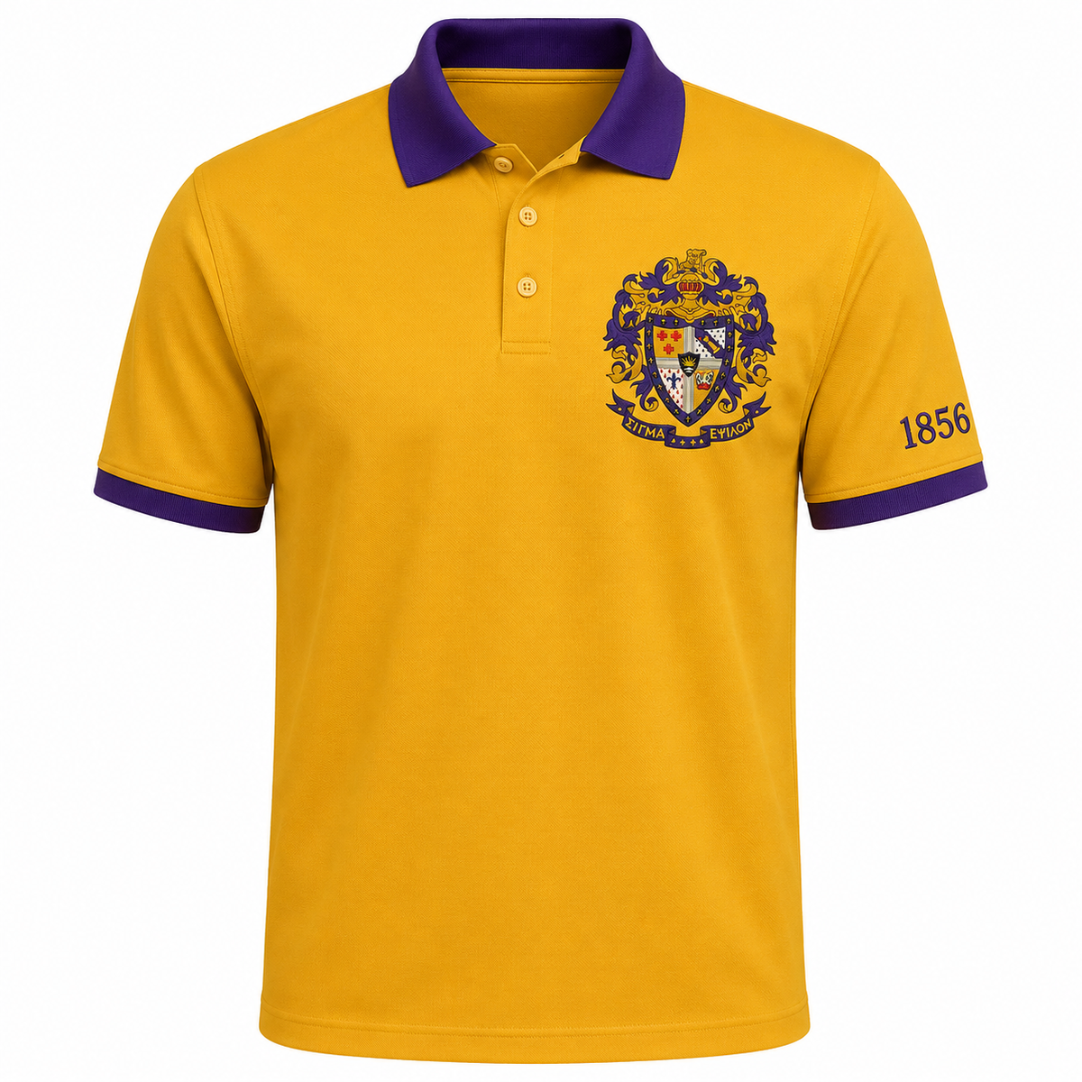 2 Tone Old Gold & Royal Purple Sigma Alpha Epsilon Custom Embroidered Polo – Personalized