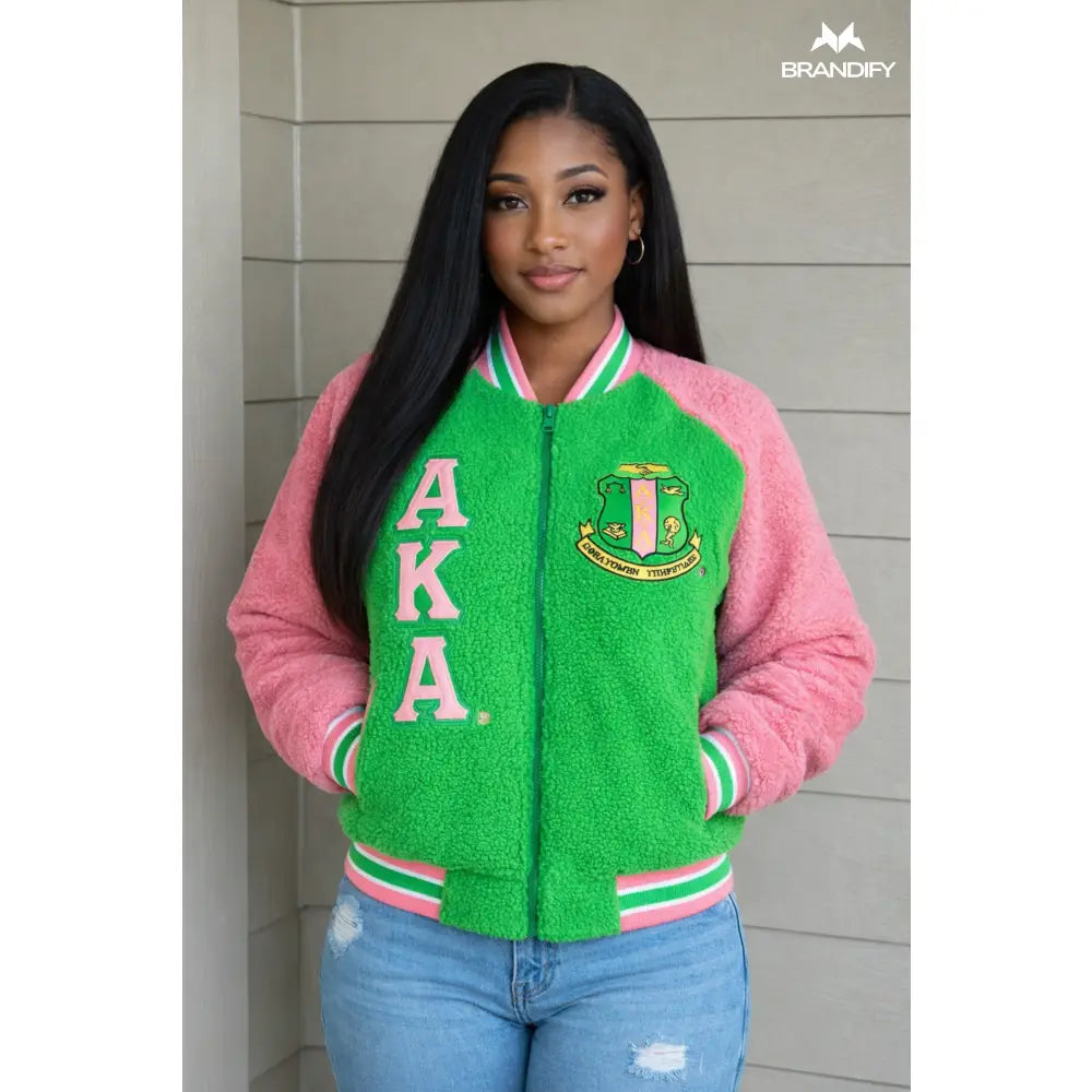 Custom Custom AKA Reversible Sherpa Bomber Jacket | Custom D9 personalized Greek apparel design