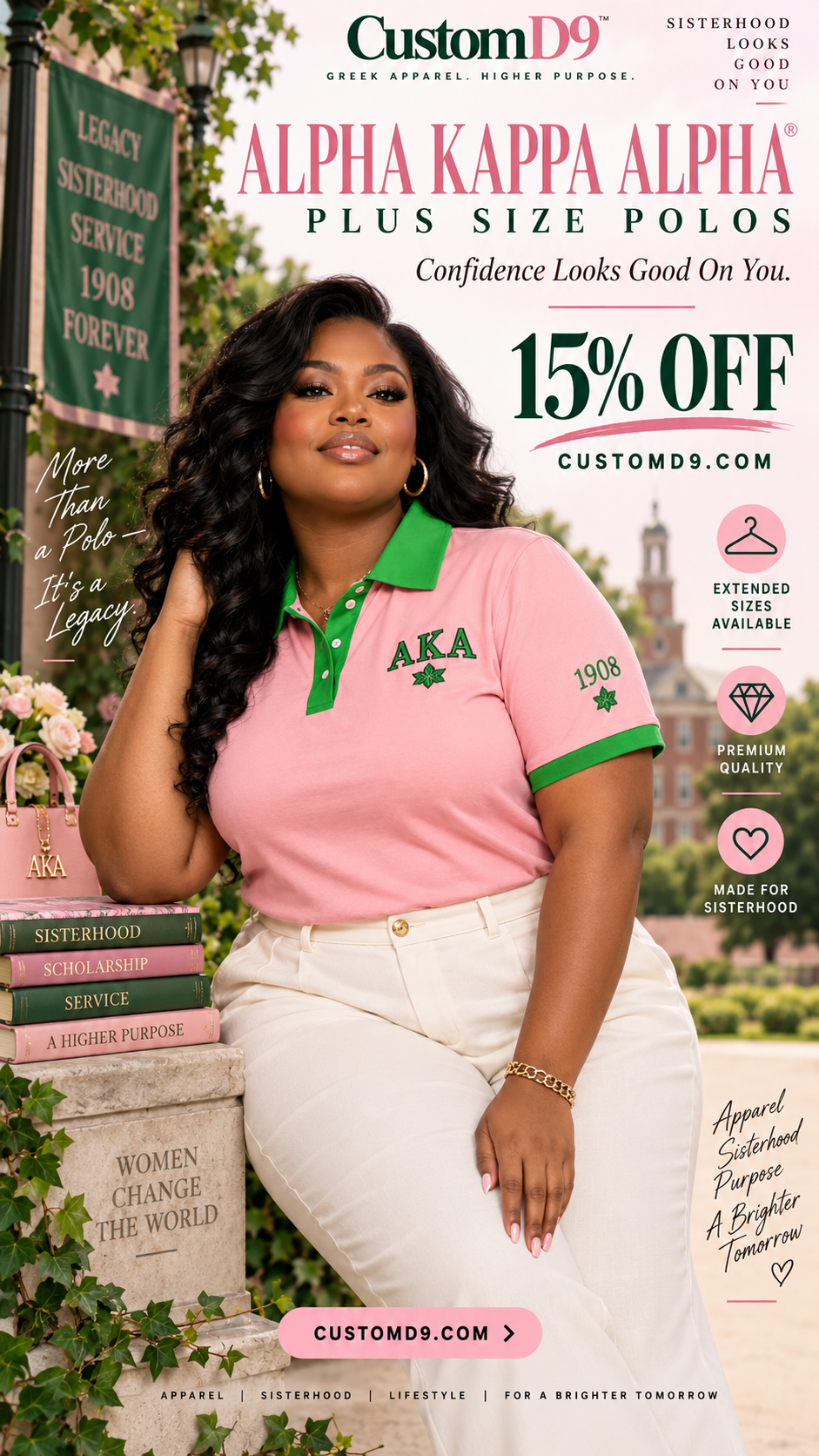Alpha Kappa Alpha plus size polo campaign image