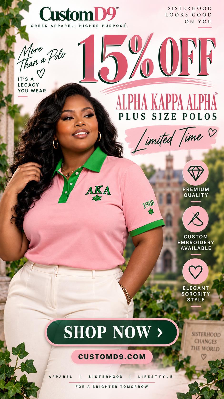Alpha Kappa Alpha plus size polo promotional image