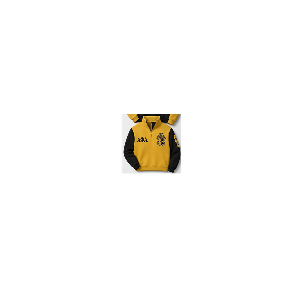 Alpha Phi Alpha old gold and black custom embroidered quarter zip pullover