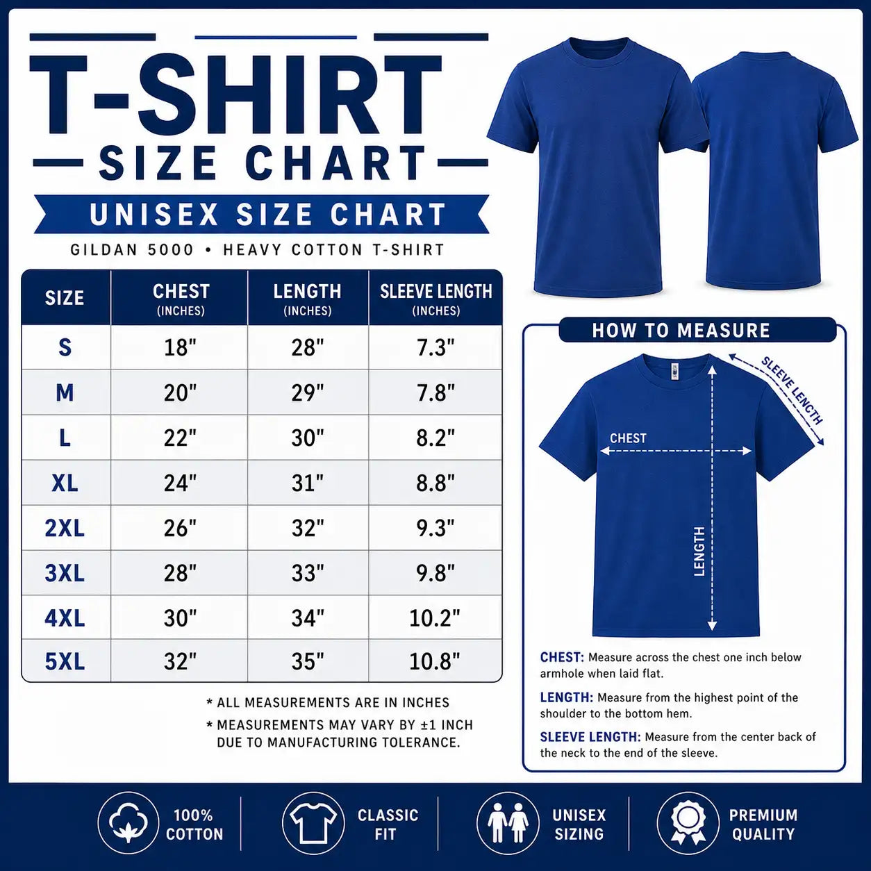Blue gildan 5000 heavy cotton unisex t-shirt.