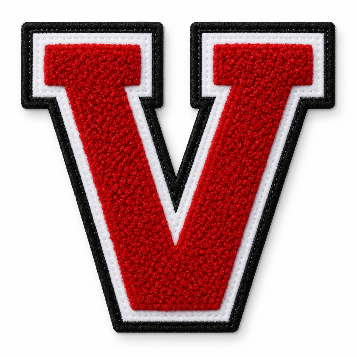 Custom chenille varsity letter V jacket patch