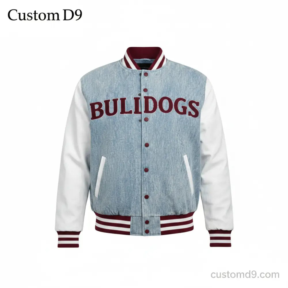 Custom Alabama A&M Denim Bomber Jacket | Custom D9