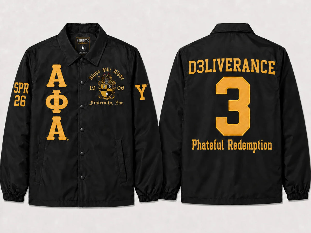 Custom Alpha crossing line jacket with personalized embroidery on front back and sleeves