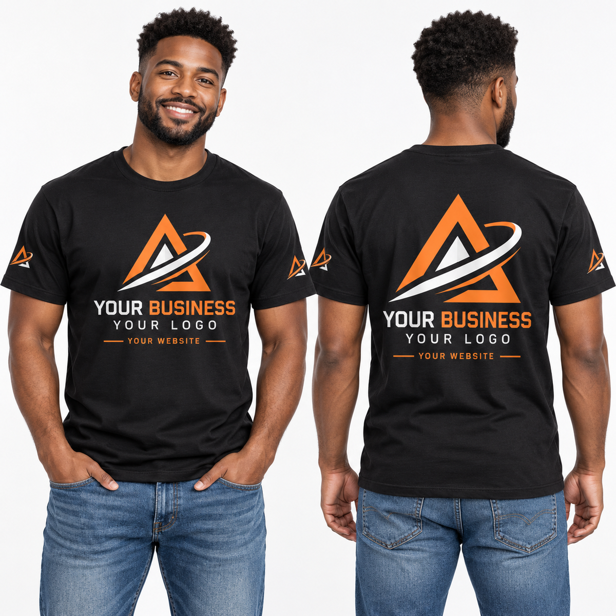 Custom Business Logo printed T-shirt on model