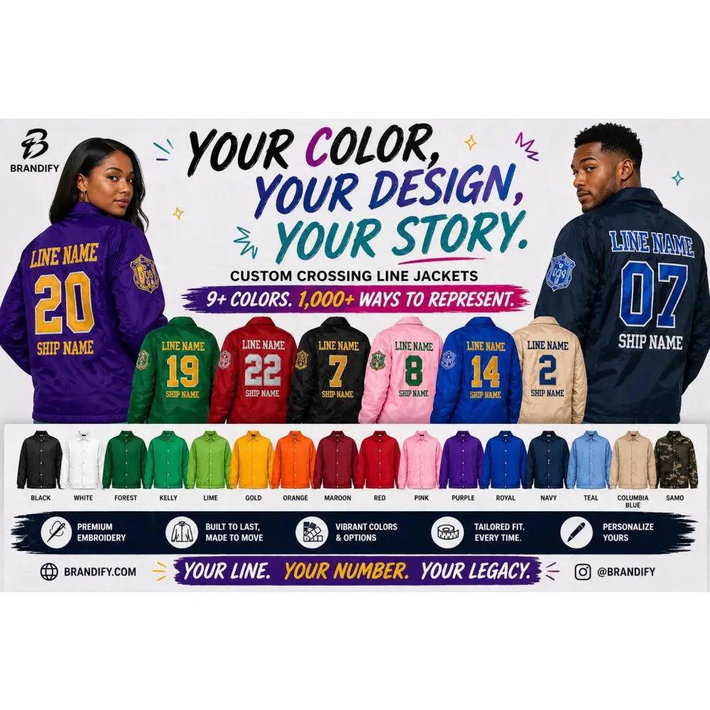 Custom Custom Custom Crossing Line Jacket Sorority Fraternity Jacket Personalized Greek Apparel Personalized Line Jacket Colors Discount for Chapter Group | Custom D9 personalized Greek apparel design