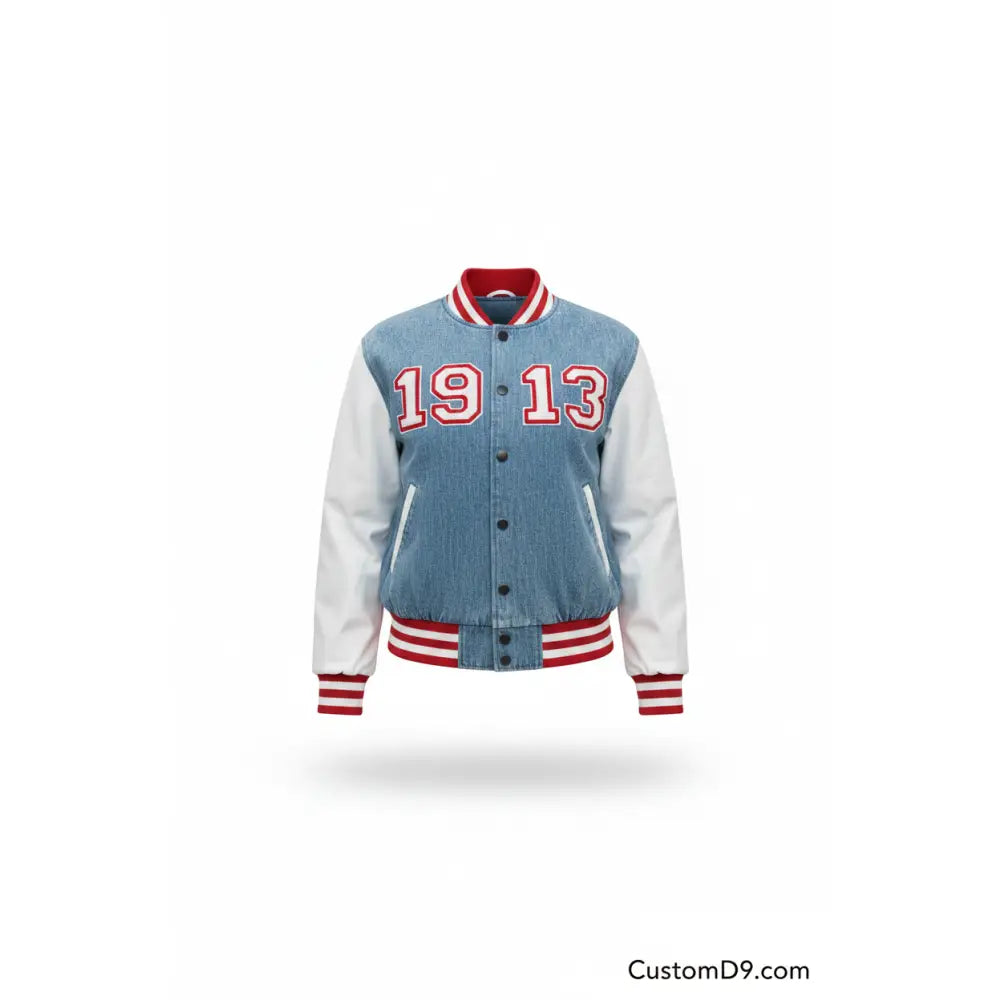 Custom Delta Sigma Theta 1913 Denim Bomber Jacket | Custom D9