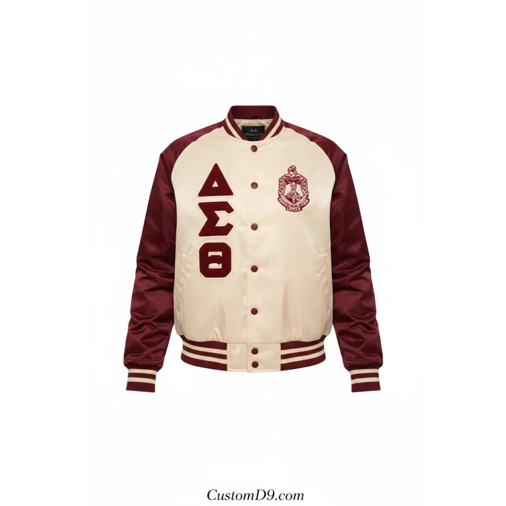 Custom Delta Sigma Theta Cream Bomber Jacket | Custom D9