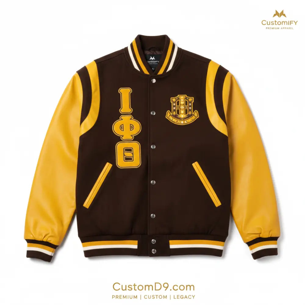 Custom Iota Wool & Leather Letterman Jacket | Custom D9