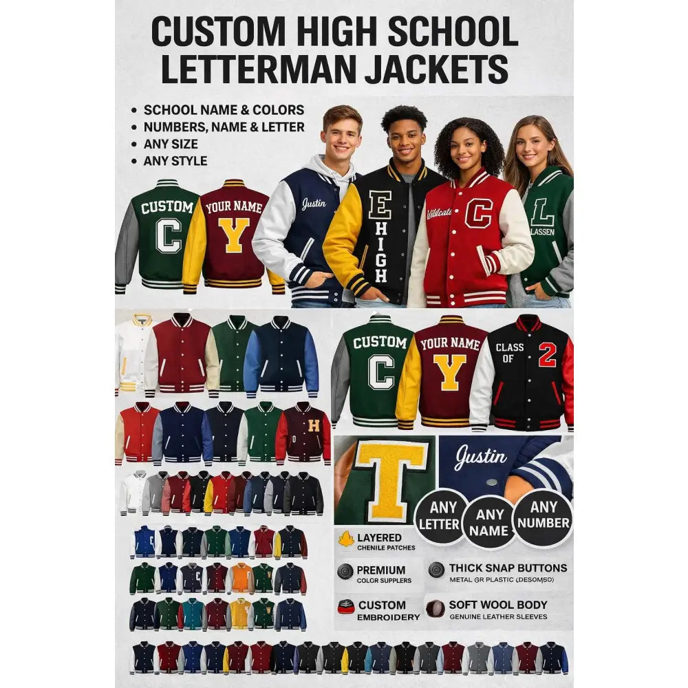 Custom Custom Custom Letterman Varsity Jacket Wool Body Leather Sleeves Personalized Name Number Men Women Youth | Custom D9 personalized Greek apparel design