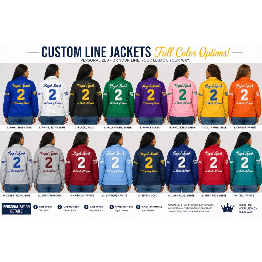 Custom Line Jackets Coach's jackets crossing jackets , Sorority & Fraternity Personalized with Name, Number Year Divine Nine D9 Line Jackets