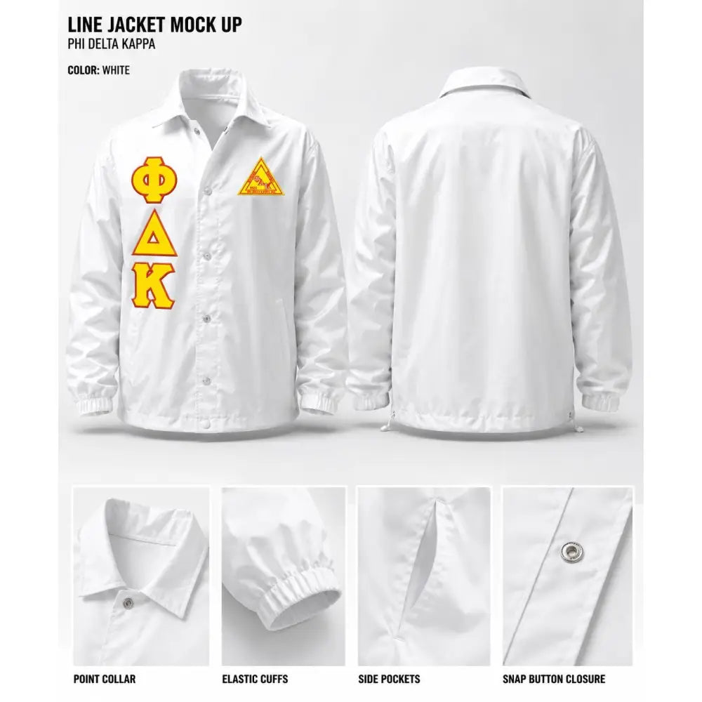 Custom Phi Delta Kappa Line Jacket | Personalized ΦΔΚ Crossing Jacket | Greek Line Jacket | Custom Fraternity Windbreaker Choose Your Colors