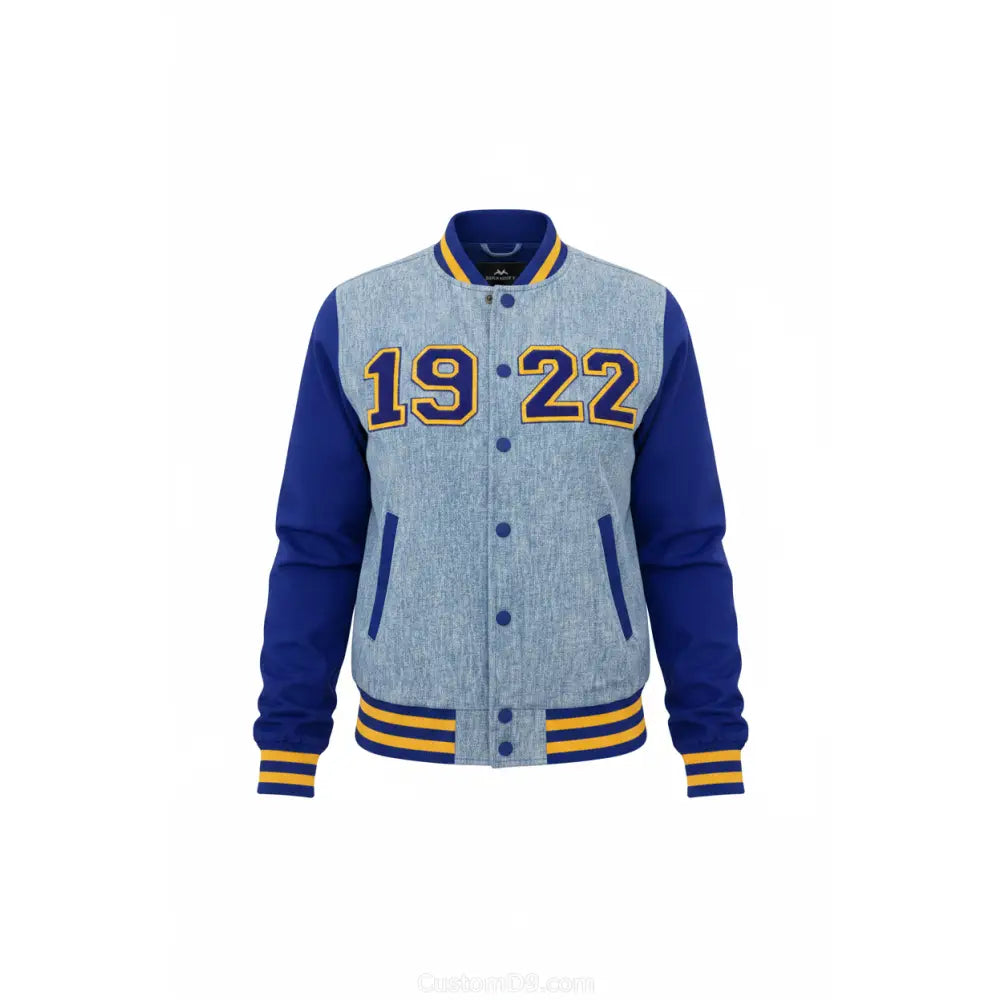 Custom Sigma Gamma Rho 1922 Denim Bomber Jacket | Custom D9