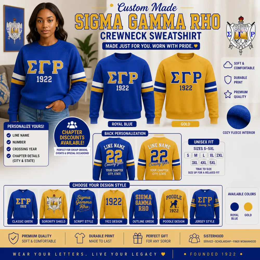 Custom Custom Custom Sigma Gamma Rho Crewneck Sweatshirt – Personalized SGRho Apparel | Custom D9 | Custom D9 personalized Greek apparel design