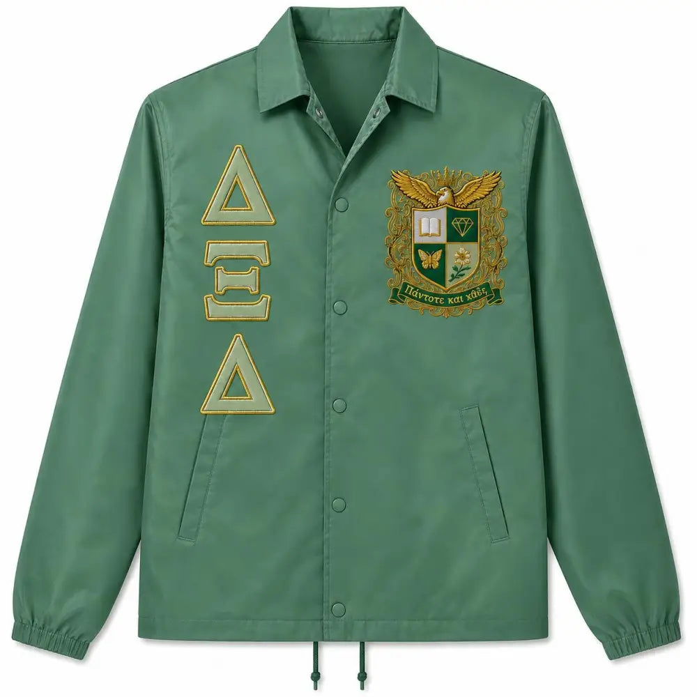 Custom Sorority Line Jacket, Personalized Crossing Jacket, Greek Letter Delta Xi Delta Custom Name Number Year Jacket