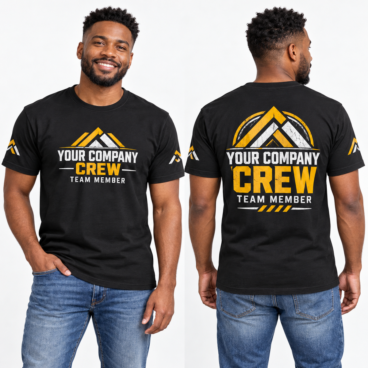Custom Staff & Work Crew printed T-shirt on model