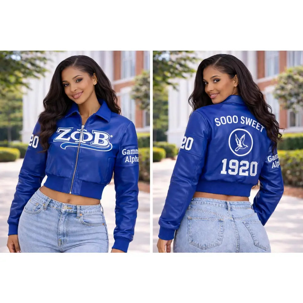 Custom Custom Custom Zeta phi All Eyes On You Leather Jacket crop Jacket Personalize with Line Name Number & Year, Finer Woman Discount for Chapters 1920 | Custom D9 personalized Greek apparel design