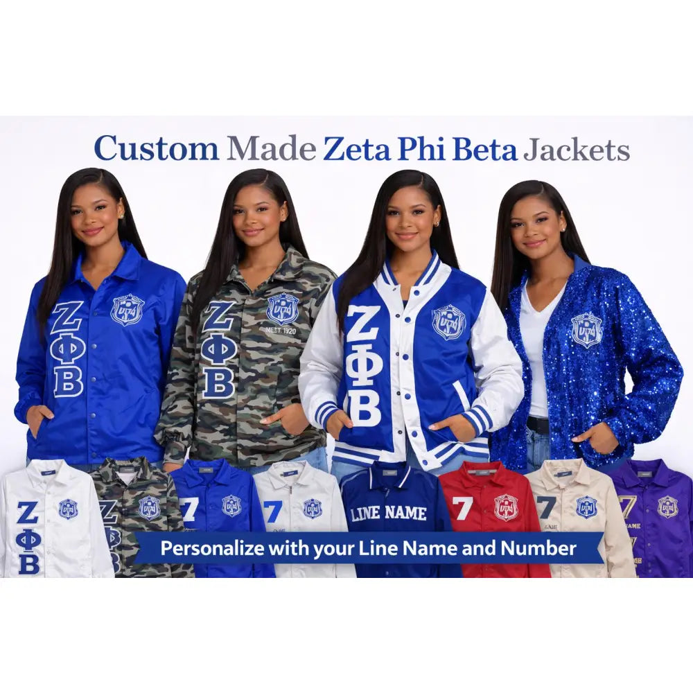 Custom Zeta Phi Beta Line Jacket | Personalized Crossing Jacket | ZΦΒ Coaches Jacket Sorority Line Name & Number Gift Discount for Chapters