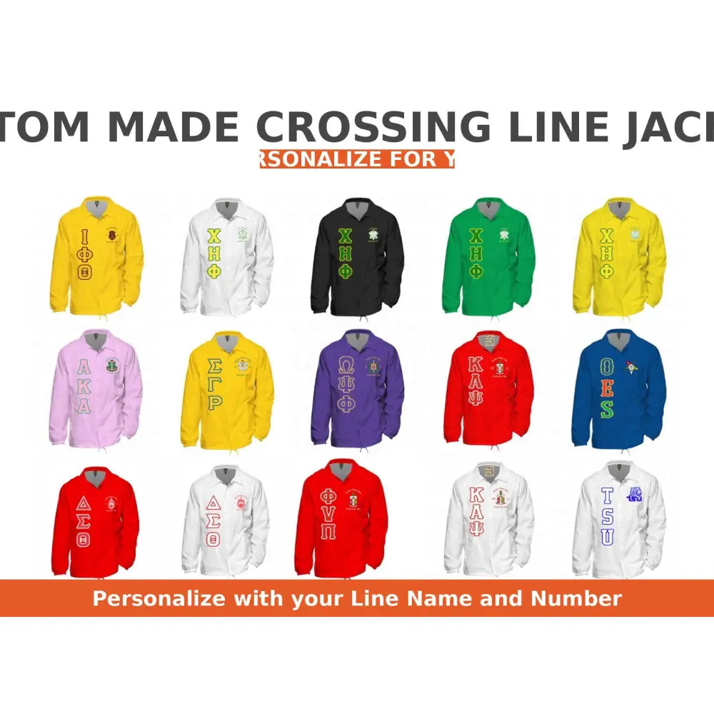 Custom Custom Customize Sorority Line Jacket, Personalized Crossing Jacket, Coach’s Windbreaker, Custom Greek Jacket Name Number Year Discount for Chapter | Custom D9 personalized Greek apparel design