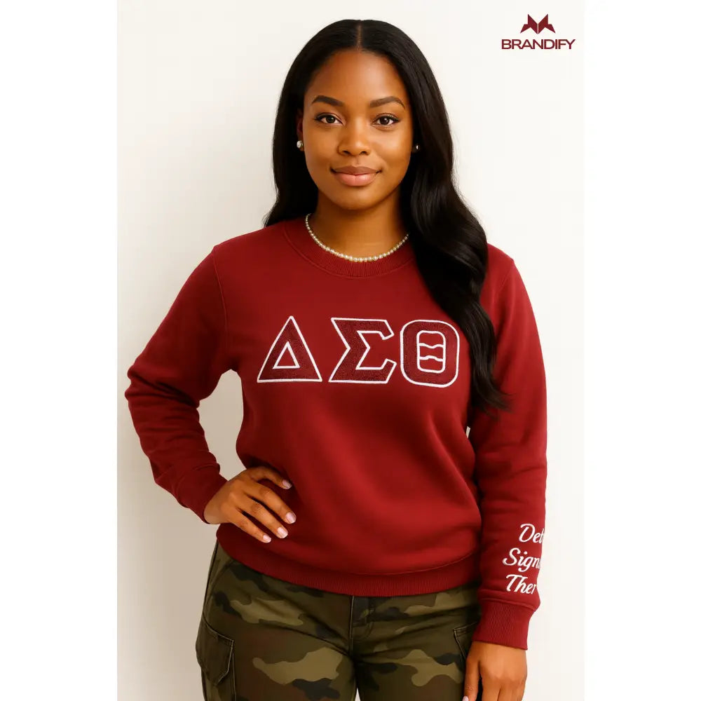 Custom Custom ΔΣΘ DST Chenille Sweatshirt | Custom D9 personalized Greek apparel design
