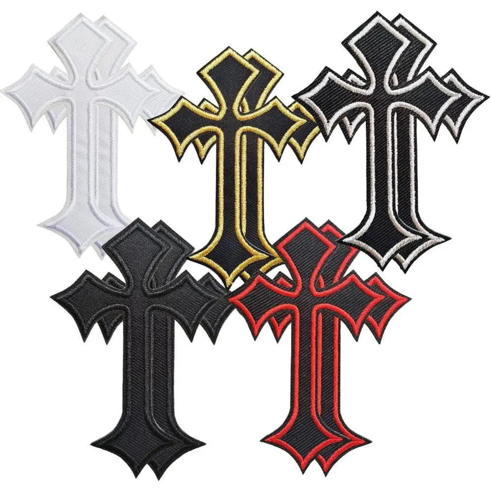 Custom Custom Embroidered Cross Patch Set, Iron-On Applique, Mixed Colors, 10 Pieces | Custom D9 personalized Greek apparel design