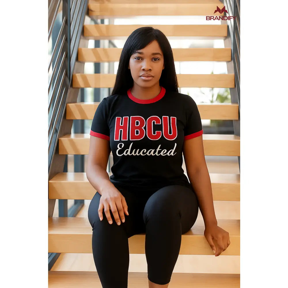 Custom Custom HBCU Women’s Black/Red Chenille Tee | Custom D9 personalized Greek apparel design