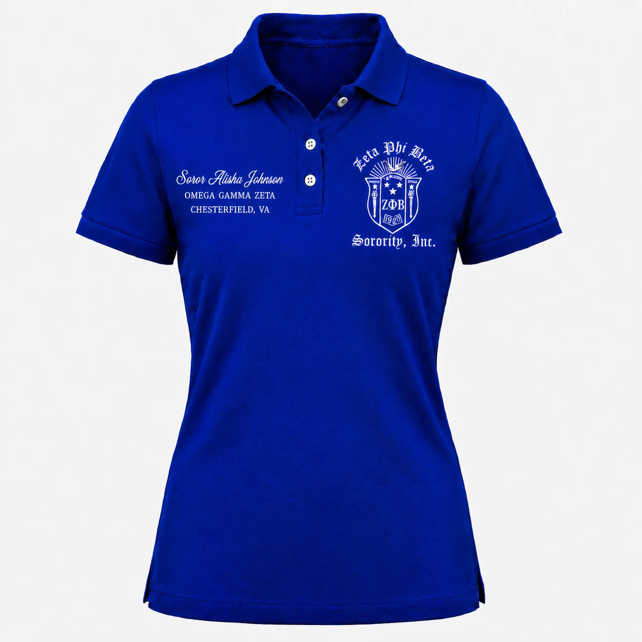 Custom Zeta Polo Design for Omega Gamma Zeta Chapter Members