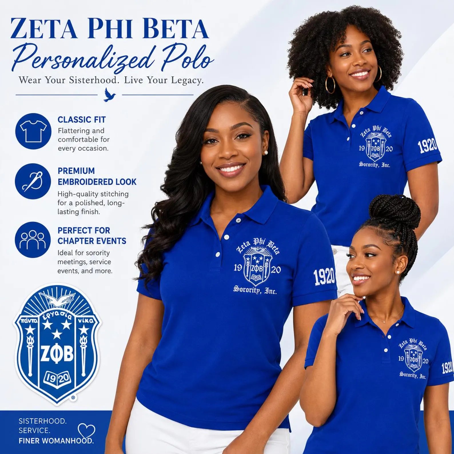 Custom Zeta Polo Design for Omega Gamma Zeta Chapter Members
