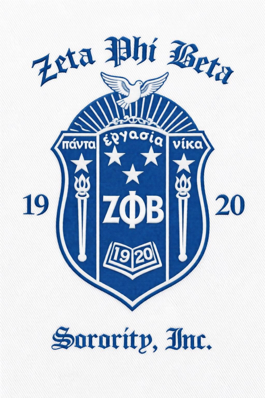 White / Red Zeta Phi Beta Cropped Line Jacket with personalized front, back, and sleeve embroidery