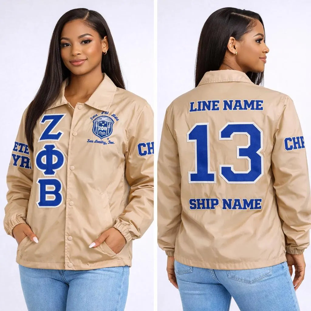 Custom Sorority Line Jacket, Personalized Crossing Jacket, Greek Letter Jacket Women, Custom Name Number Year Jacket Discount for Chapters
