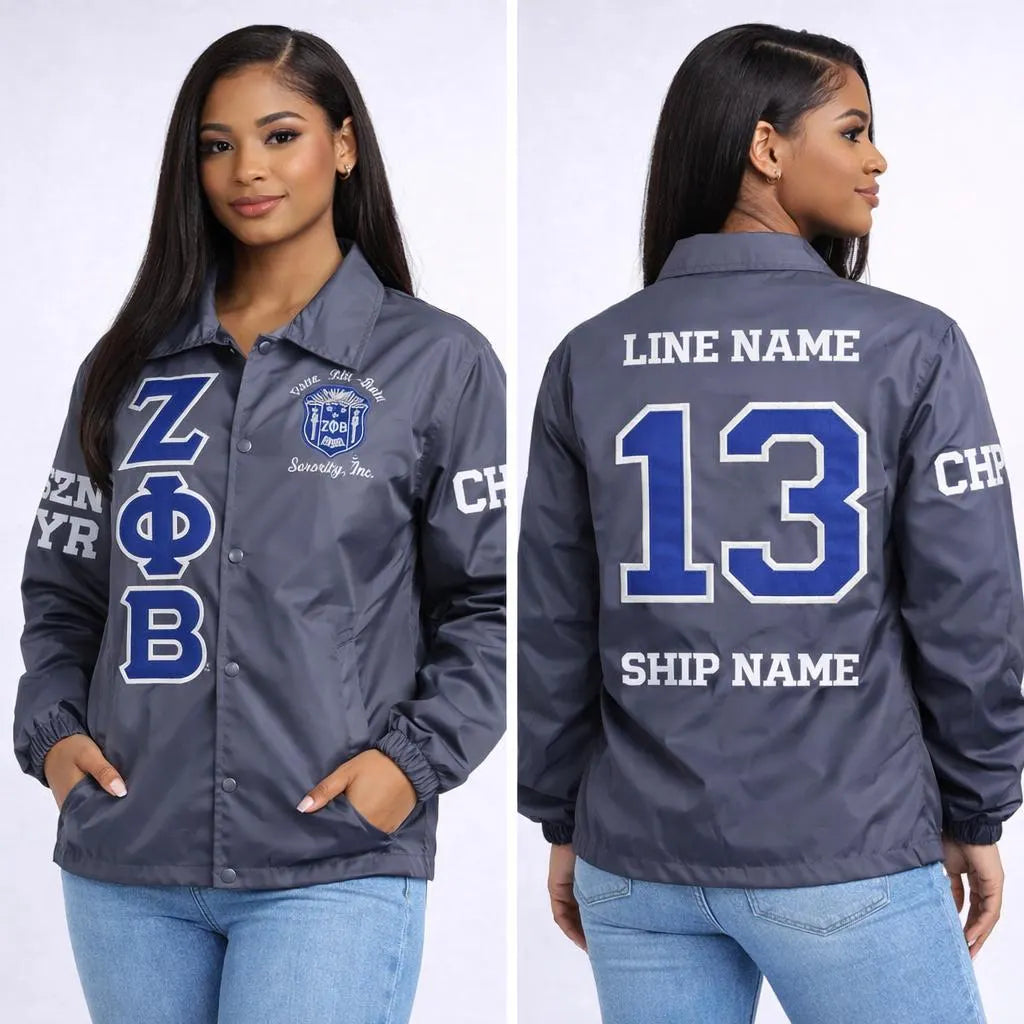 Custom Sorority Line Jacket, Personalized Crossing Jacket, Greek Letter Jacket Women, Custom Name Number Year Jacket Discount for Chapters