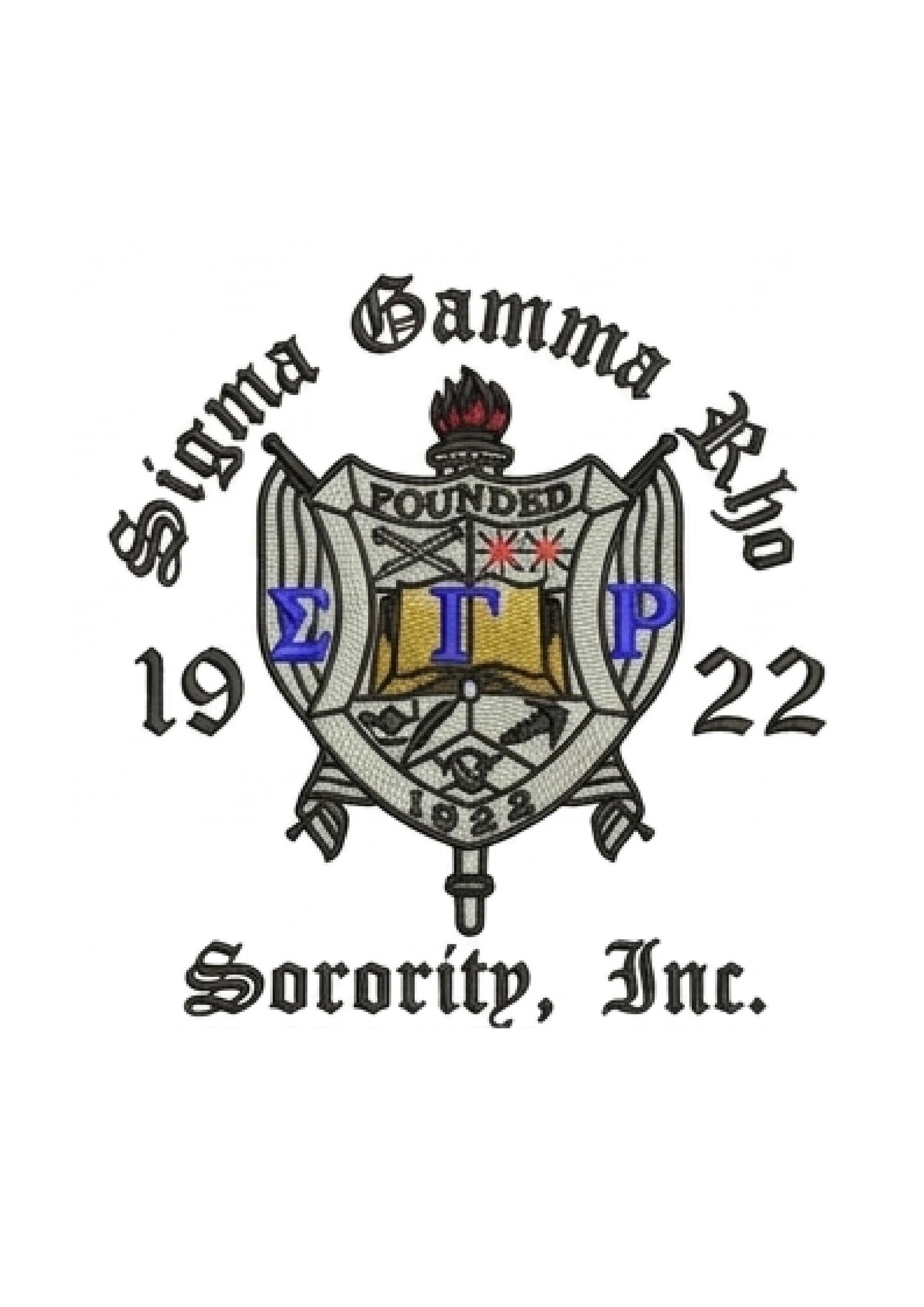 Black / Red Sigma Gamma Rho Coach Line Jacket with personalized front, back, and sleeve embroidery