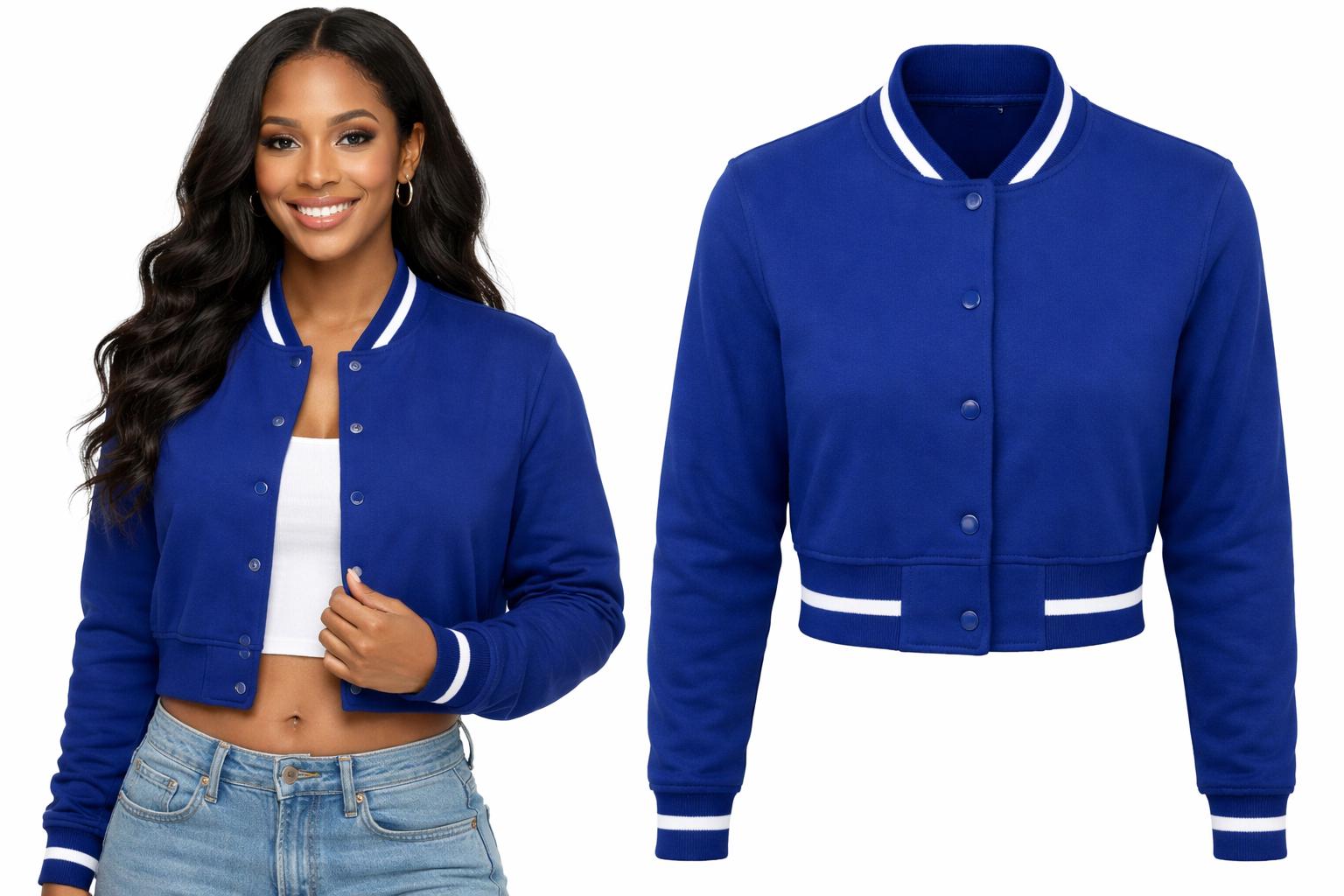 White / Red Zeta Phi Beta Cropped Line Jacket with personalized front, back, and sleeve embroidery