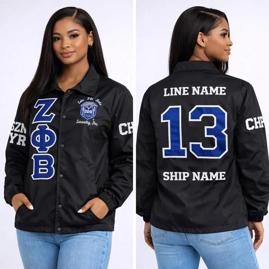 Custom Sorority Line Jacket, Personalized Crossing Jacket, Greek Letter Jacket Women, Custom Name Number Year Jacket Discount for Chapters