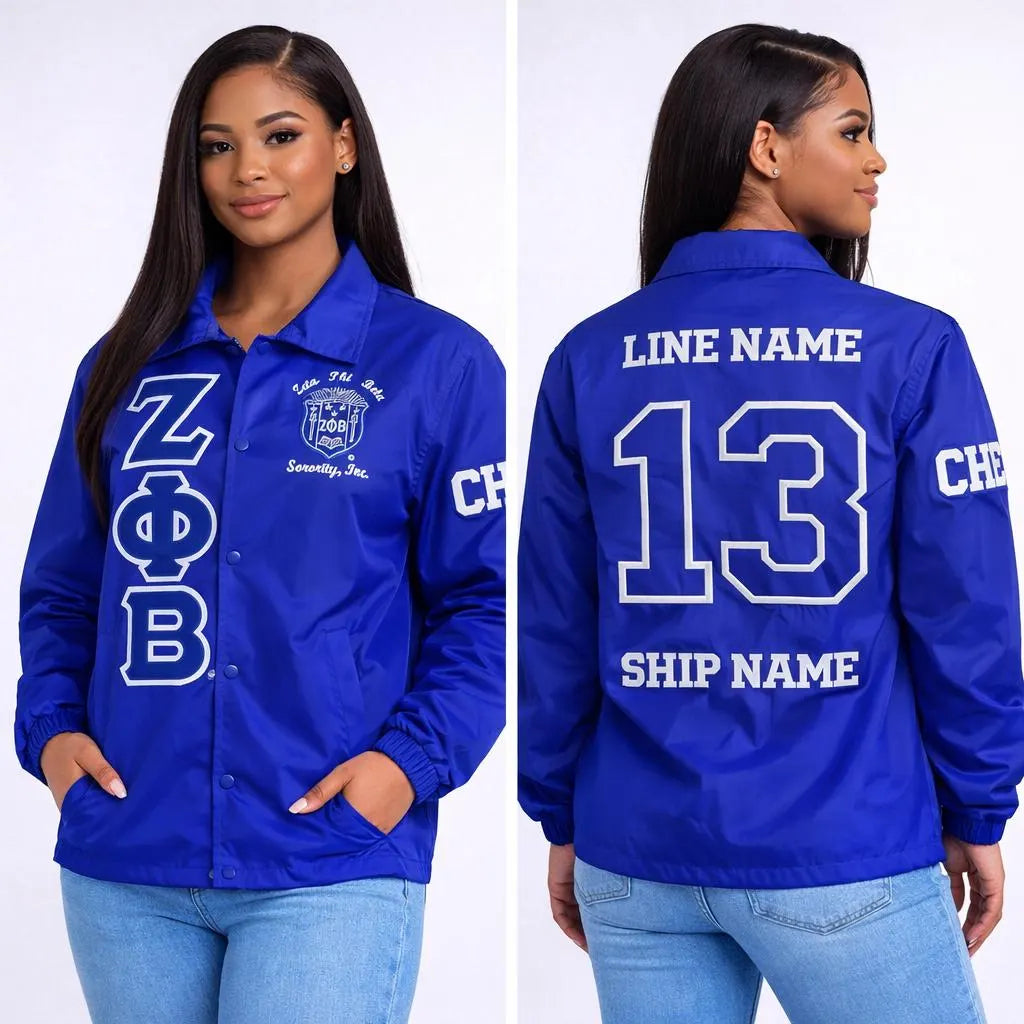 Custom Sorority Line Jacket, Personalized Crossing Jacket, Greek Letter Jacket Women, Custom Name Number Year Jacket Discount for Chapters