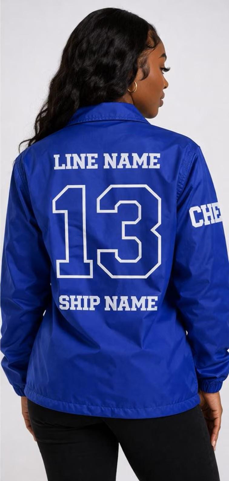 Royal Blue / Red Zeta Phi Beta Custom Line Jacket with personalized front, back, and sleeve embroidery