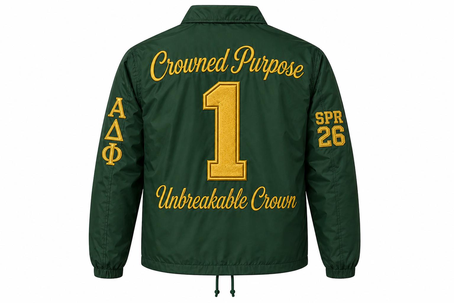 custom embroidered Custom Line Jacket with personalized front, back, and sleeve embroidery