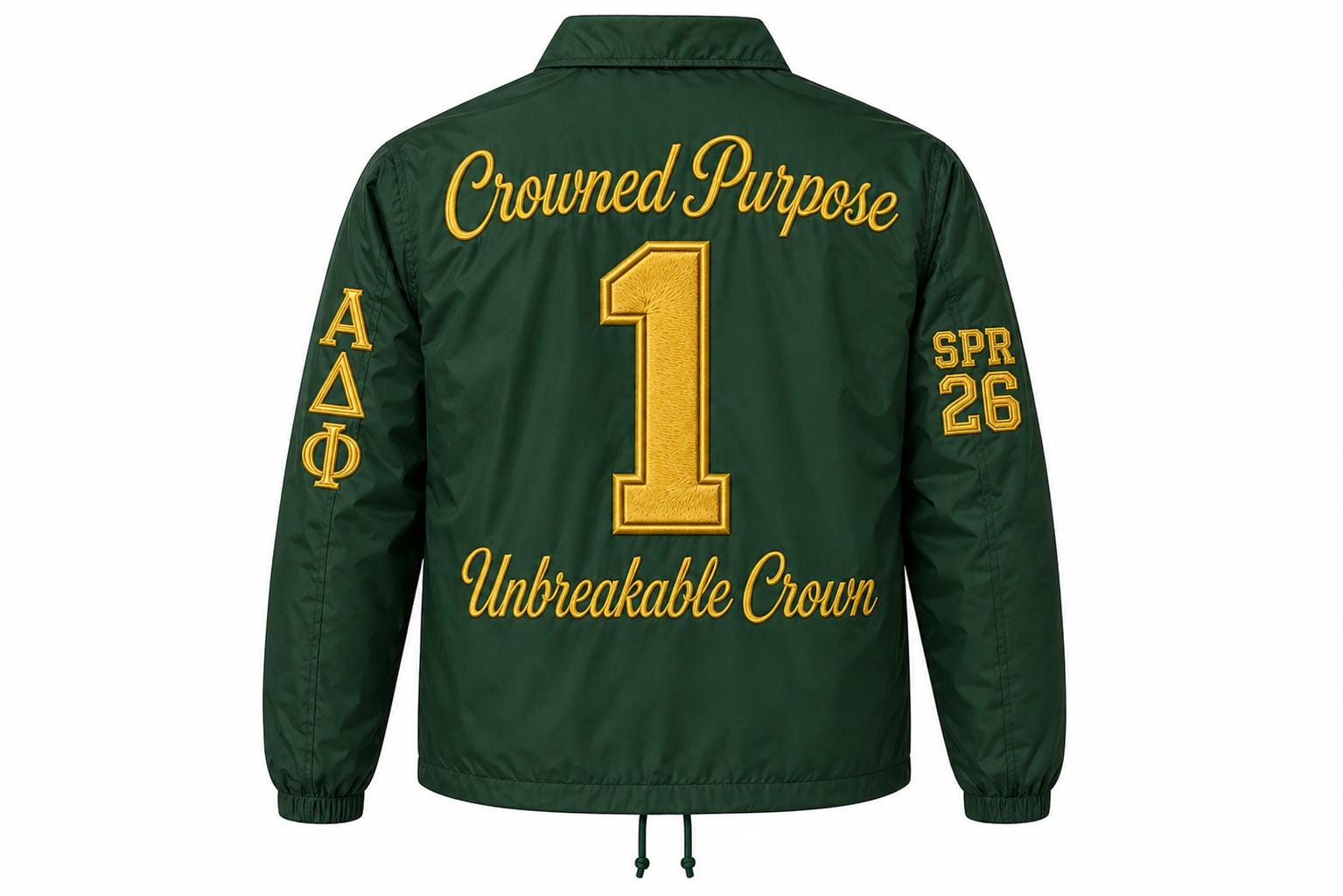 custom embroidered Custom Line Jacket with personalized front, back, and sleeve embroidery