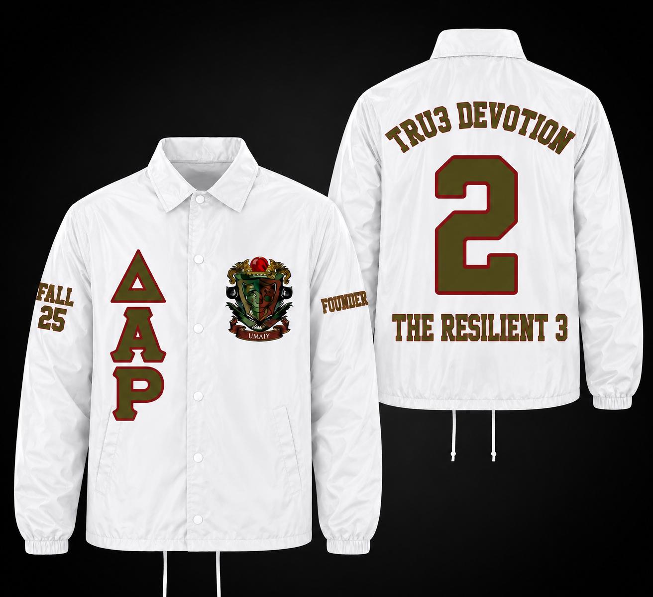 Royal Blue / White Alpha Kappa Alpha Coach Line Jacket with personalized front, back, and sleeve embroidery