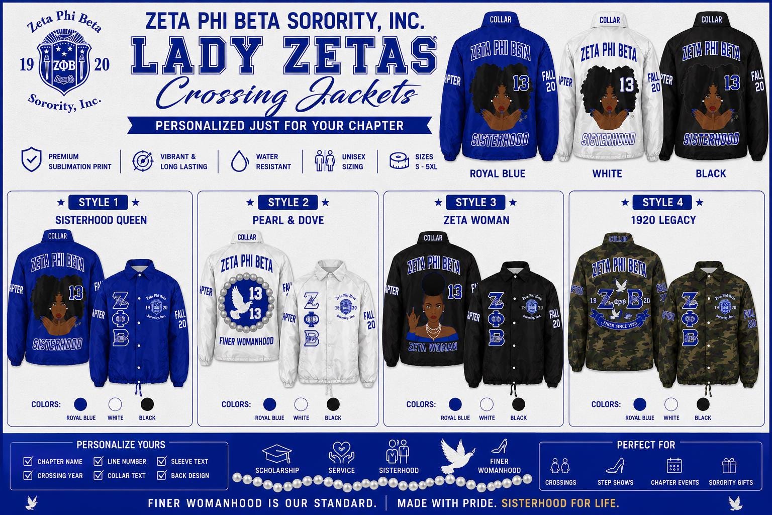 Red Zeta Phi Beta Custom Line Jacket with personalized front, back, and sleeve embroidery